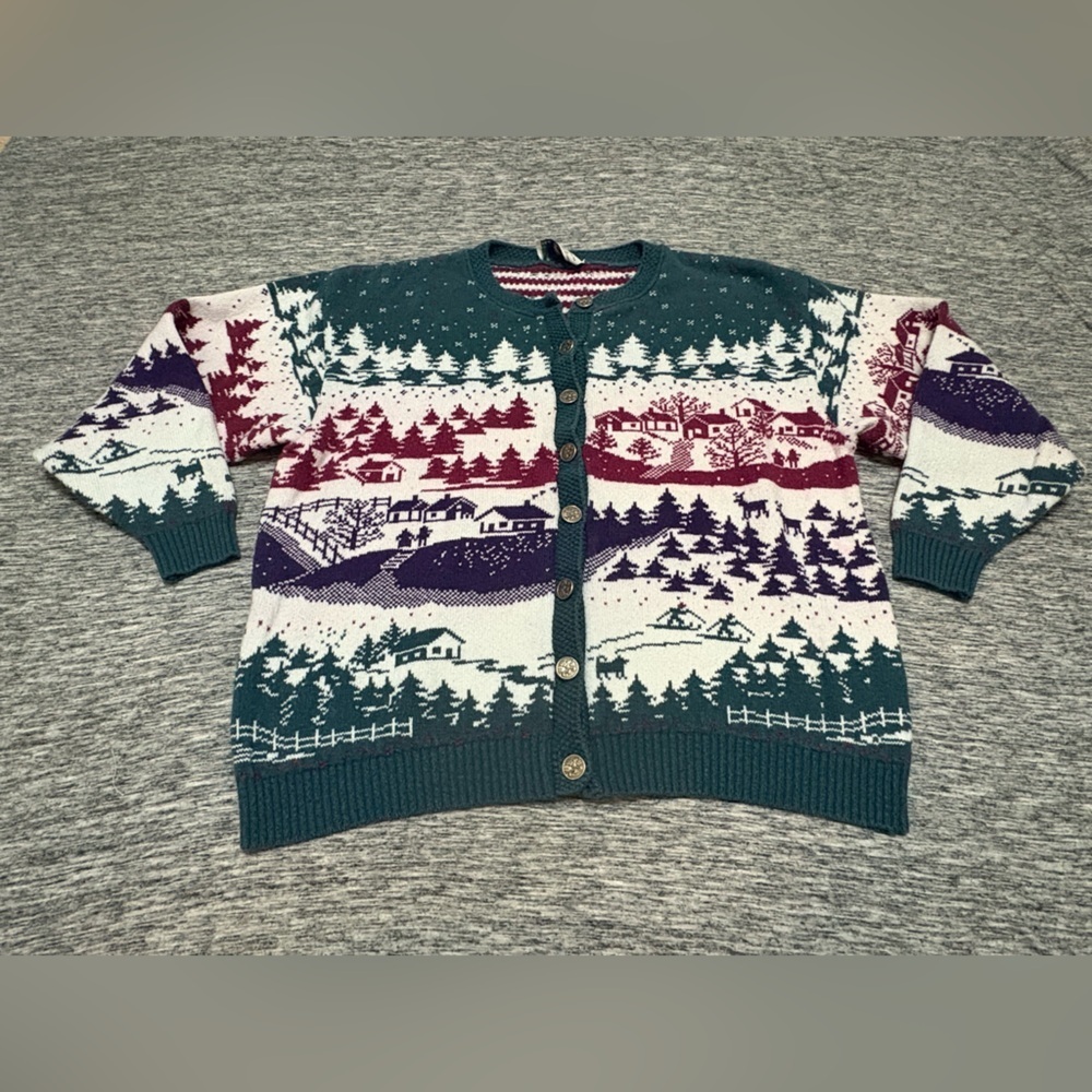 Vintage Northern Reflections Winter Scene Cardigan Ladies M/L